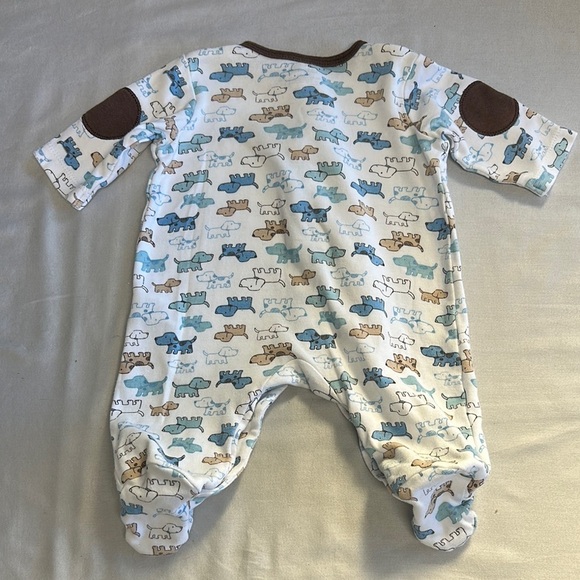 Little Me Blue and Brown Whale Print Footies - Picture 4 of 4